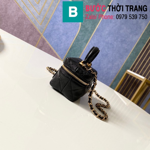 Túi xách Chanel Small Vanity With Chain siêu câp da bê màu đen size 12cm - AP2194