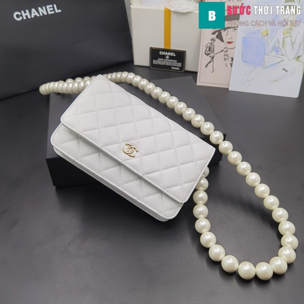 Túi Xách Chanel Classic Wallet On Chain siêu cấp da cừu màu trắng 19cm - 81028