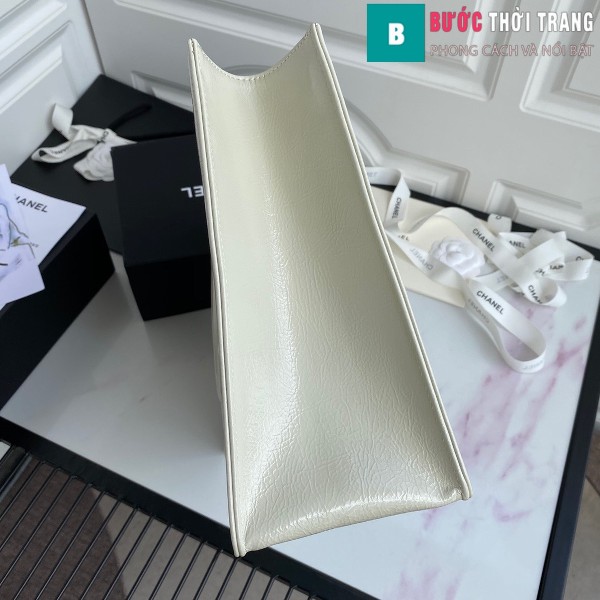  Túi xách Chanel Shopping bag siêu cấp màu trắng ngà size 37 cm - AS1943