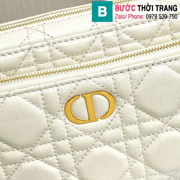 Túi xách Dior caro bag siêu cấp da bê màu trắng size 19cm