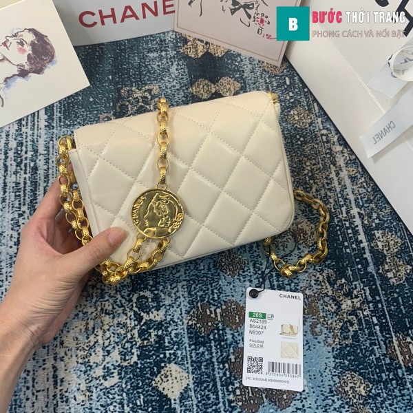 TÚi xách Chanel Small flap Bag siêu cấp màu trắng size 17.5 cm - AS2189