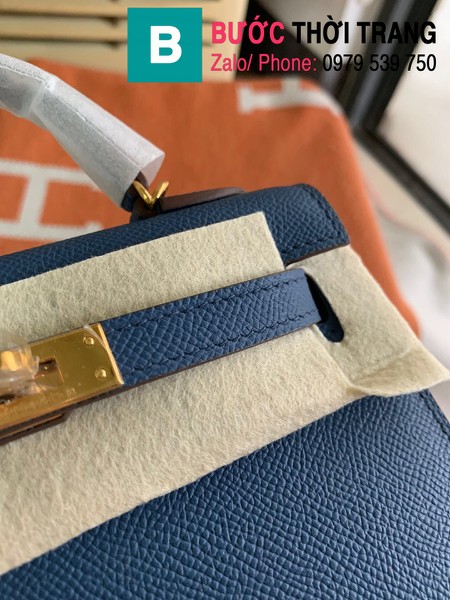 Túi xách Hermes Kelly mini siêu cấp da epsom màu xanh bích lợt size 19.5cm