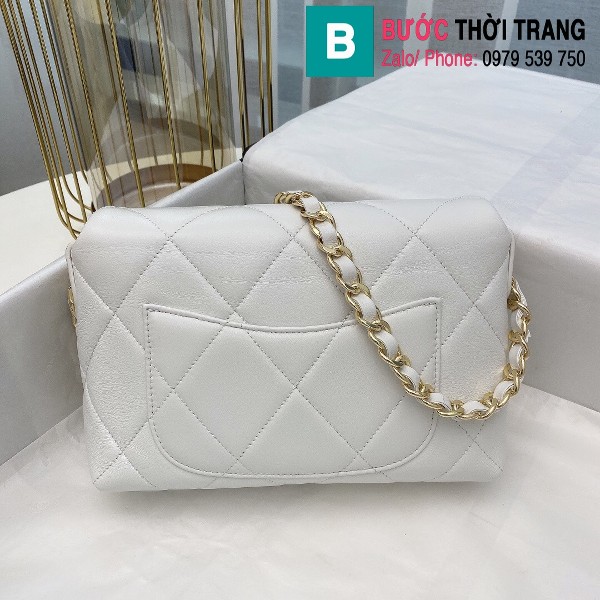 Túi xách Chanel Small Flap bag siêu cấp da cừu màu trắng size 23 cm - AS2299