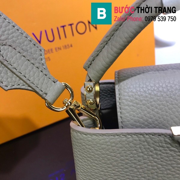 Túi xách Louis Vuitton Capucines Taurillon siêu cấp màu xám size 21 cm - M56754 