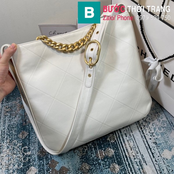 Túi xách Chanel Hobo bag siêu cấp da bê màu trắng size 36cm - AS2845 