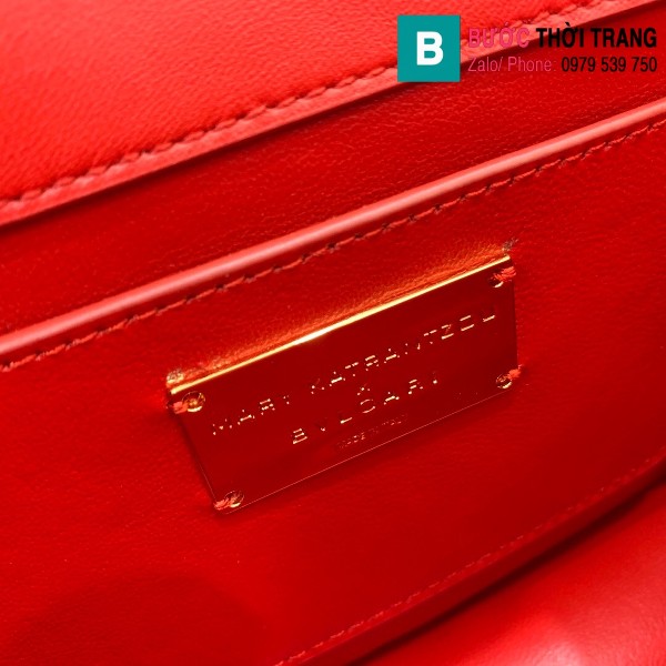 Túi Bvlgari Mary Katrantzou X Top Handle siêu cấp da bê màu đỏ size 19.2cm