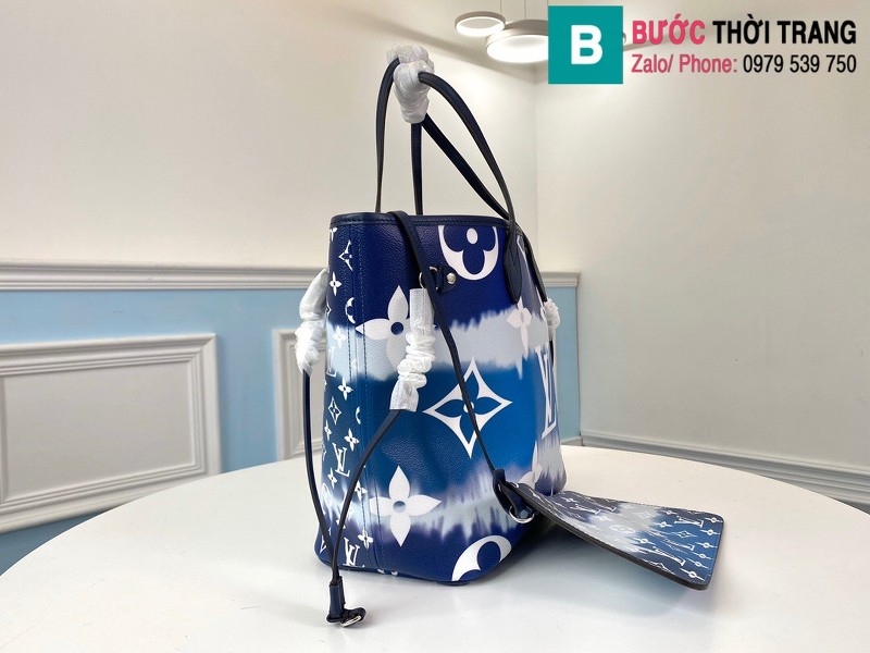 Túi xách Louis Vuitton Escale Neverfull MM siêu cấp màu xanh size 31 cm - M45128