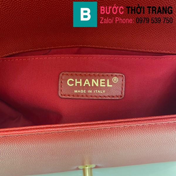 Túi xách Chanel Boy siêu cấp ô trám da bê màu đỏ size 25cm - 67086 