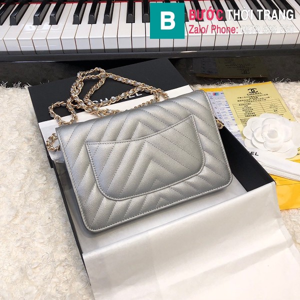 Túi xách Chanel Woc Falp Bag siêu cấp da cừu màu bạc size 19 cm - 33814