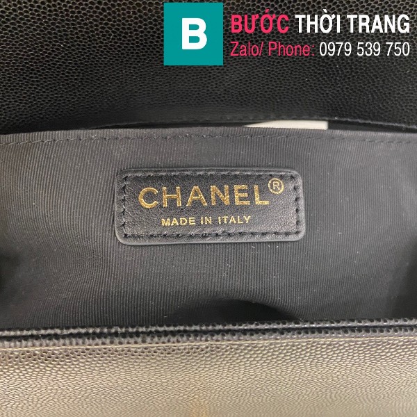 Túi xách Chanel Boy siêu cấp vân v da bê màu đen size 25cm - 67086