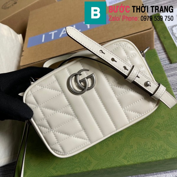 Túi xách Gucci Marmont Matelassé mini mẫu mới siêu cấp màu trắng size 18cm - 634936