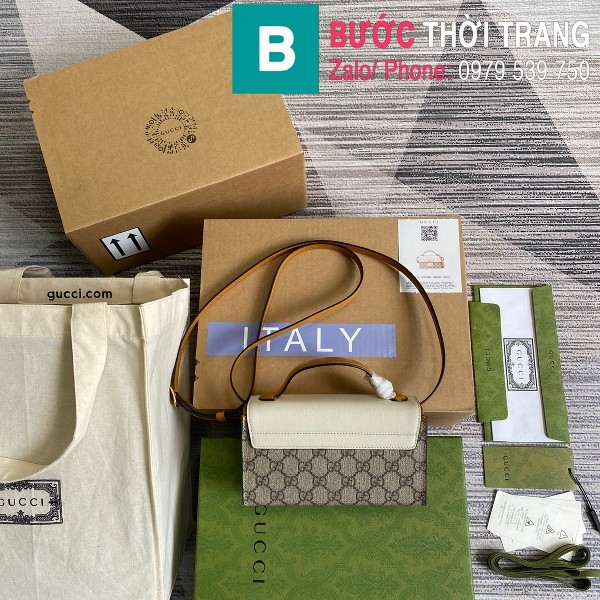 Túi xách Gucci Padlock mini Bag siêu cấp casvan da trắng size 18cm - 652683