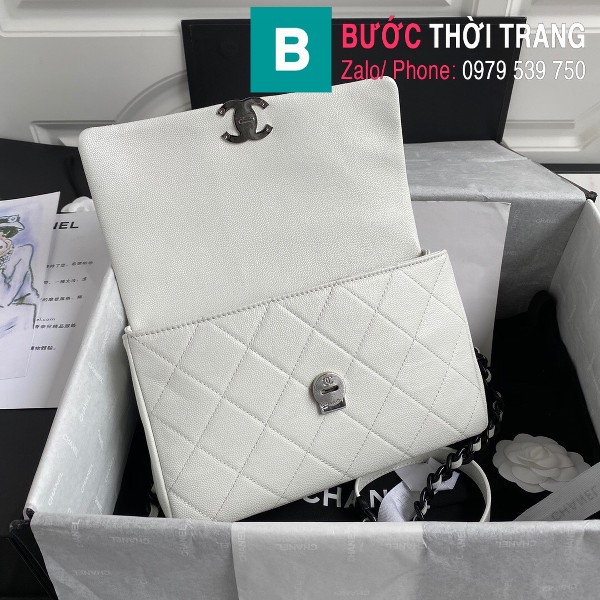 Túi xách Chanel Flap bag siêu cấp da bê màu trắng size 16.5 cm - AS2303