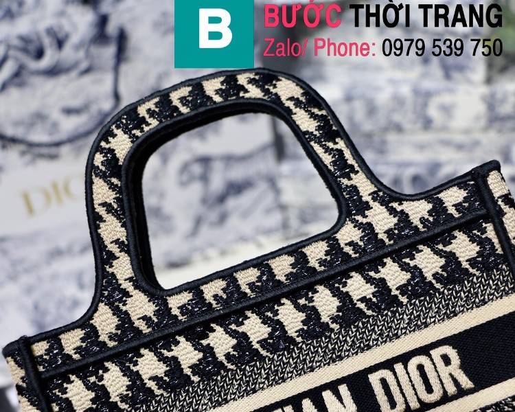 Túi xách Dior Book Tote mini siêu cấp chất liệu vải casvan màu 3 size 23cm 