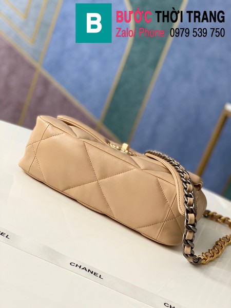 Túi xách Chanel 19 flap bag siêu cấp da bê màu bò lợt size 26 cm - 1160