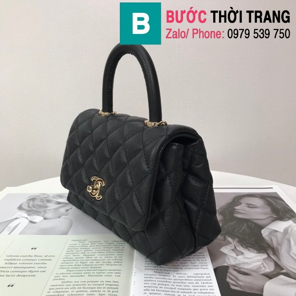 Túi xách Chanel Coco Handle Mini bag siêu cấp da bê màu đen size 19cm - AS2215