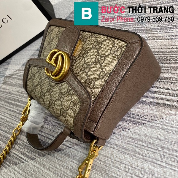 Túi xách Gucci Marmont mini top handle siêu cấp vải casvan màu nâu size 21cm - 547260