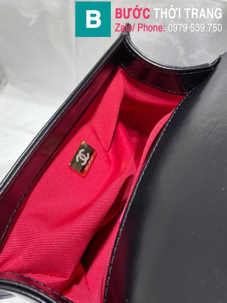 Túi xách Chanel Leboy mini siêu cấp da bê màu đen size 18cm - AS3018