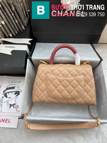 Túi xách Chanel Coco Handle Small siêu cấp da bê màu nude size 24 cm - A92990