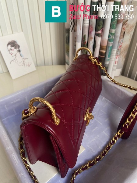 Túi xách Chanel Calfskin Small Plap Bag siêu cấp da bê màu đỏ đô size 23cm - AS2715 