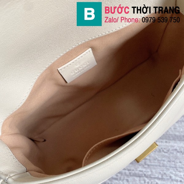 Túi xách Gucci Marmont mini top handle siêu cấp da chevron màu trắng size 21cm - 547260
