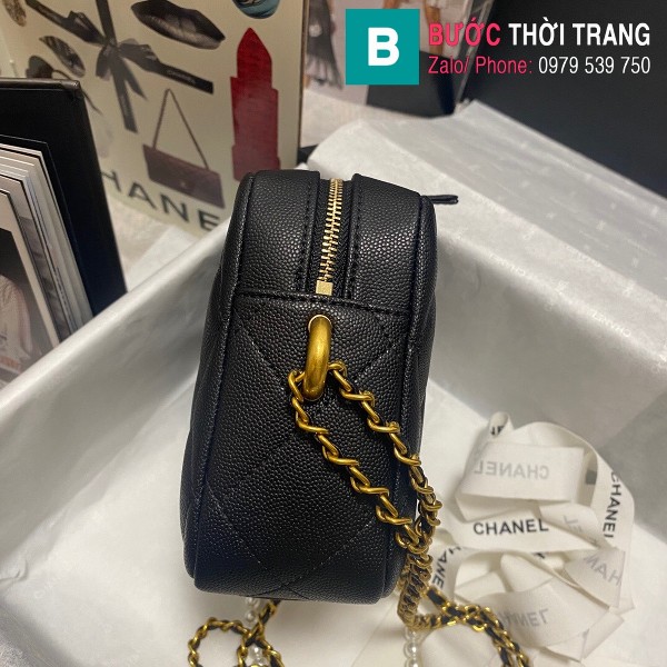 Túi đeo chéo Chanel siêu cấp da bê màu đen size 18cm - AS2854 