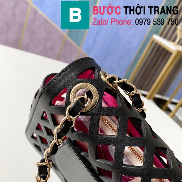 Túi xách Chanel Flap bag siêu cấp da bê đục lỗ màu đen size 21cm - AS2370