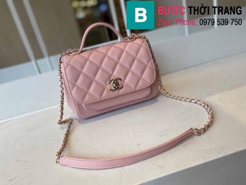 Túi xách Chanel Mini Flap Bag With Handle siêu cấp da bê màu hồng size 19cm - A93749