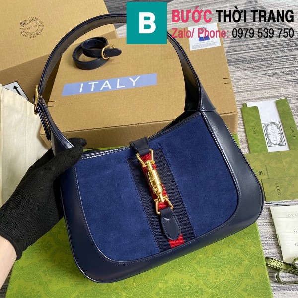 Túi xách Gucci Jackie 1961 small shoulder bag siêu cấp da bê màu xanh size 28cm - 636709