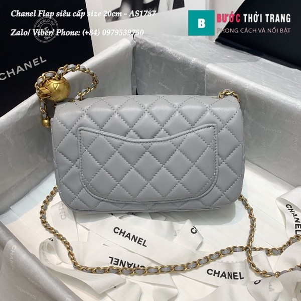 Túi xách Chanel Flap Bag siêu cấp da cừu màu ghi size 20cm - AS1787