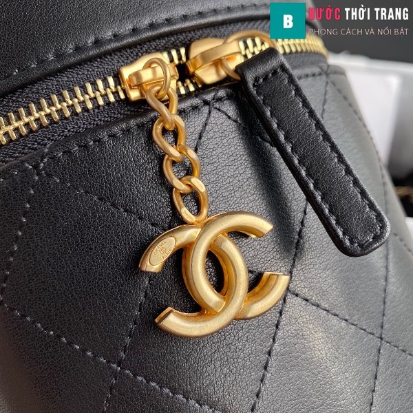 Túi xách Chanel Vanity case lambskin bag blach siêu cấp màu đen size 20 cm - AS2061
