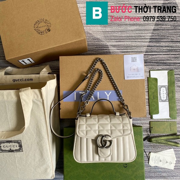 Túi xách Gucci Marmont mini top handle bag siêu cấp màu trắng size 21cm - 583571