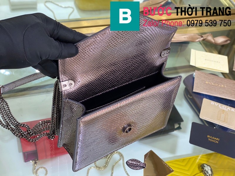 Túi xách BVLgari Seventi Multichain siêu cấp da Karung màu tím size 19cm