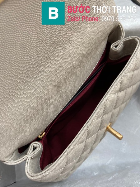 Túi xách Chanel Coco Handle Small siêu cấp da bê màu xám size 24 cm - A92990 