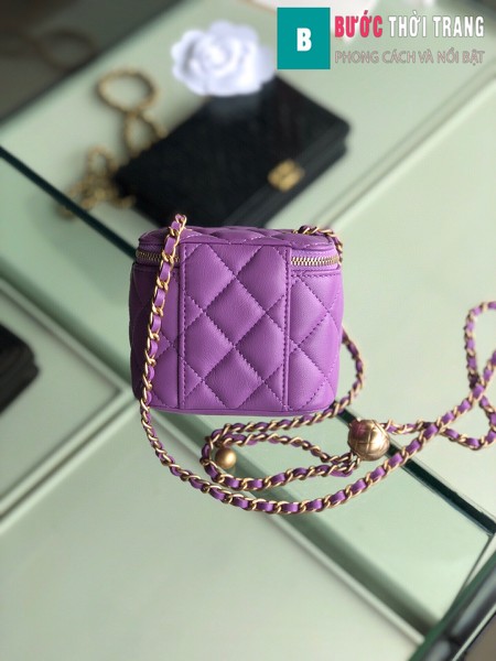 Túi xách Chanel Small vanity bag wich strap siêu cấp màu tím size 11 cm - AP1147y