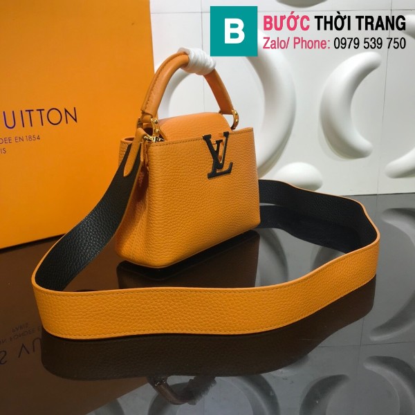 Túi xách Louis Vuitton Capucines Taurillon siêu cấp màu bò size 21 cm - M56984