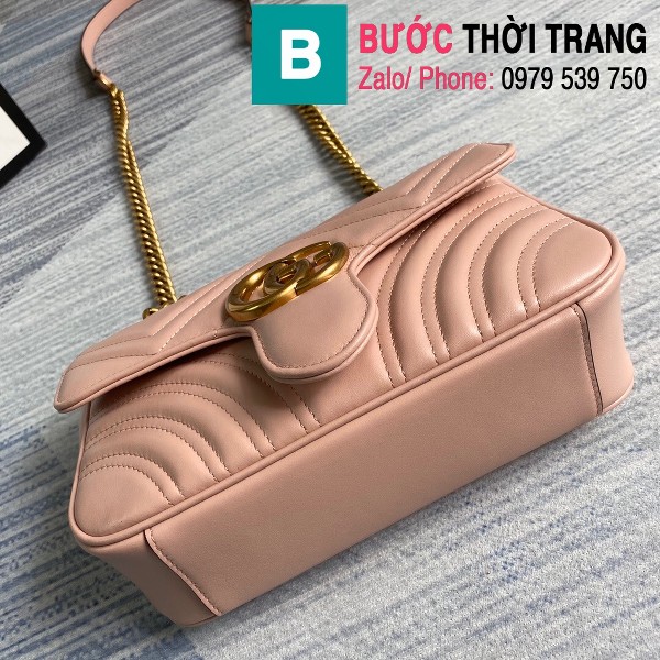 Túi xách Gucci Marmont matelassé mini bag siêu cấp màu hồng size 22 cm - 446744