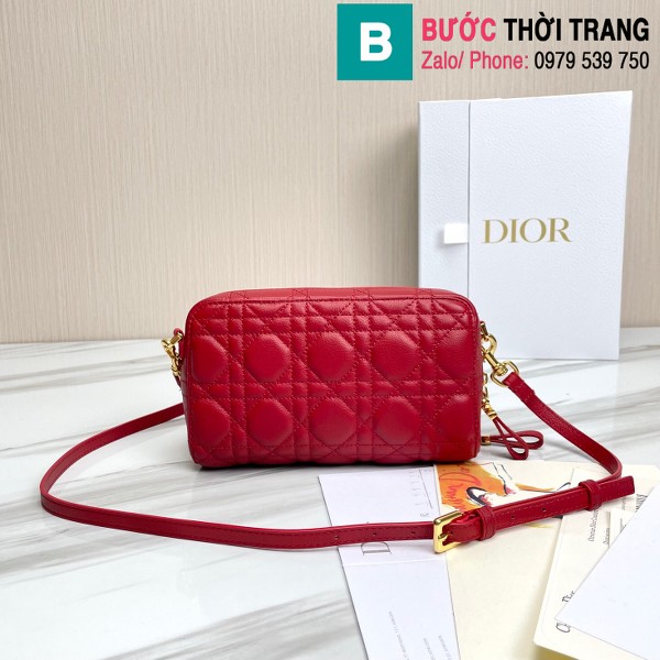 Túi xách Dior caro bag siêu cấp da bê màu đỏ size 19cm 