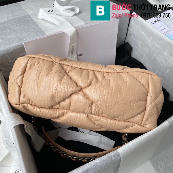 Túi xách Chanel 19 bag siêu cấp da cừu màu nude size 26cm 
