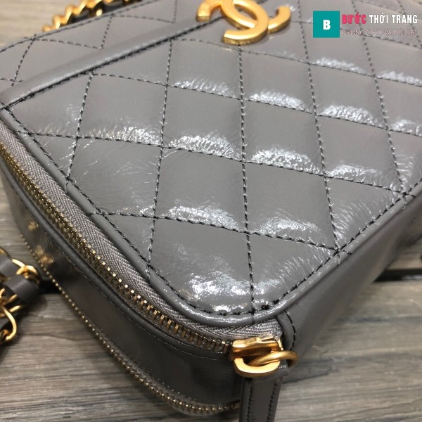 Túi xách Chanel Vanity siêu cấp màu ghi da bê size 19 cm - 2179