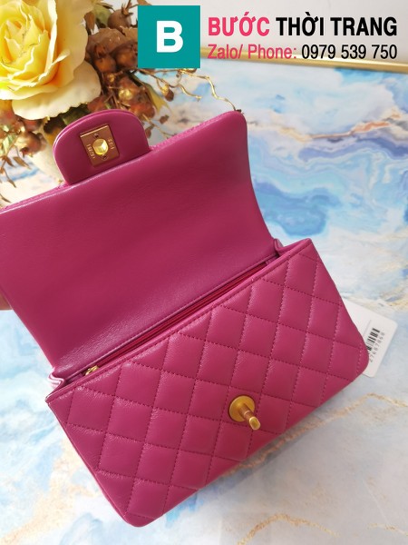 Túi xách Chanel siêu cấp mẫu mới 2021 da bê màu hồng size 20 cm