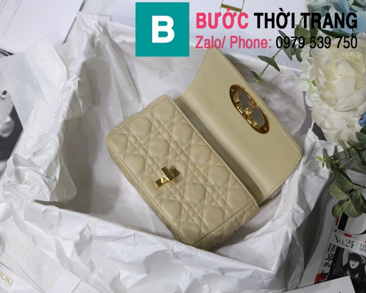 Túi xách Dior Caro siêu cấp da bò mềm màu trắng ngà size 20cm - M8016 