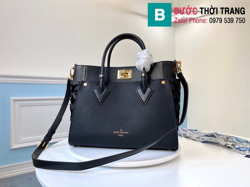 Túi xách Louis Vuitton On My Side siêu cấp da bê màu xanh đen size 30.5 cm - M53826