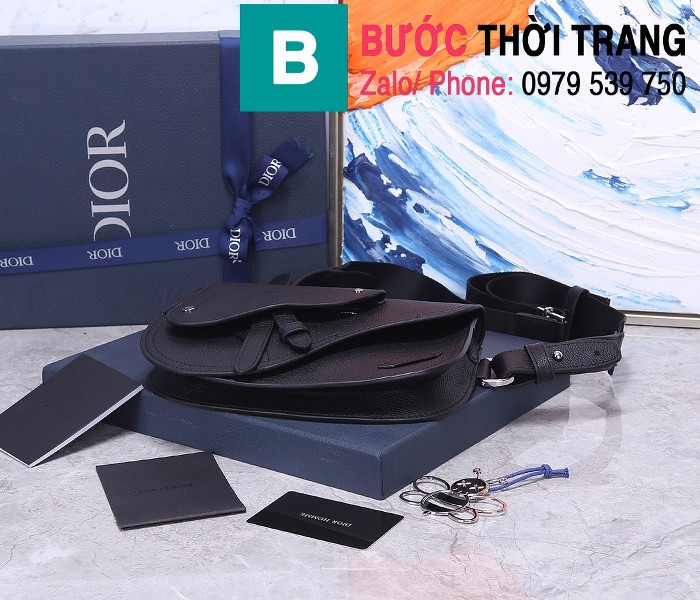 Túi xách Dior Saddle Bag siêu cấp chất liệu da bê màu đen 2 size 24cm