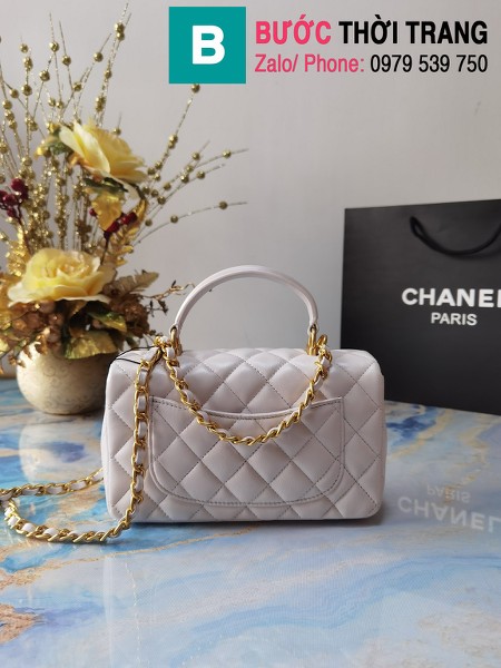 Túi xách Chanel siêu cấp mẫu mới 2021 da bê màu trắng size 20 cm