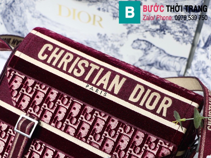 Túi xách Dior Camp siêu cấp vải casvan màu đỏ size 27cm - M9020