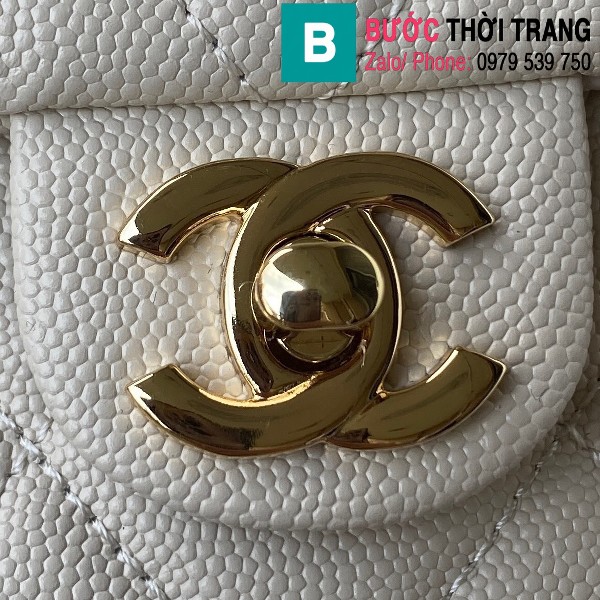Túi xách Chanel siêu cấp da bê màu trắng size 22cm - AS2808