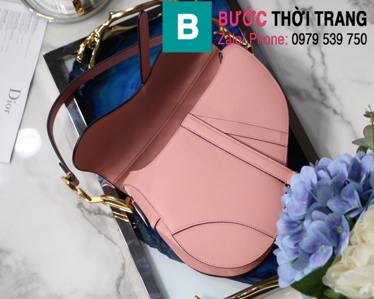 Túi xách Dior Saddle Bag siêu cấp chất liệu da bê màu hồng size 25.5cm 