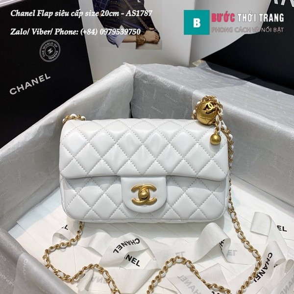 Túi xách Chanel Flap Bag siêu cấp da cừu màu trắng size 20cm - AS1787