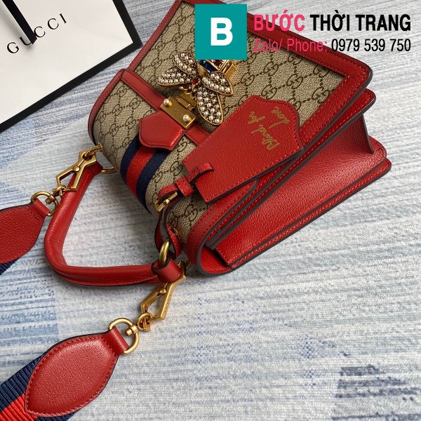 Túi Gucci Queen Mragaret GG Top Handle Satchel siêu cấp viền đỏ size 25.5 cm - 476541